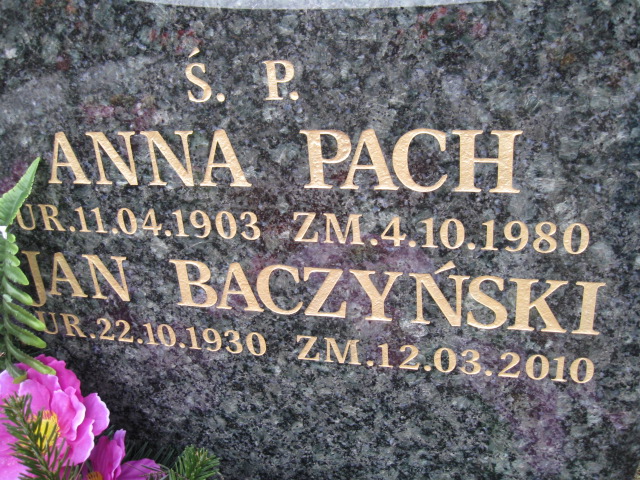 Anna Pach 1903 Świnna - Grobonet - Wyszukiwarka osób pochowanych
